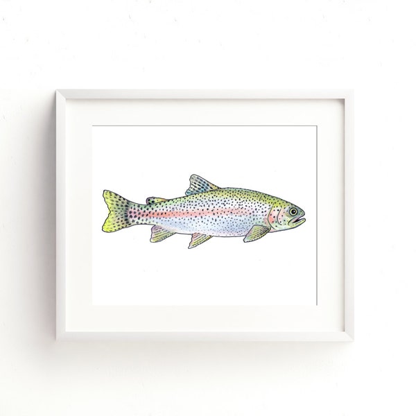 Rainbow Trout Aquarelle Fine Art Print