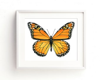 Monarch Butterfly II Watercolor Fine Art Print