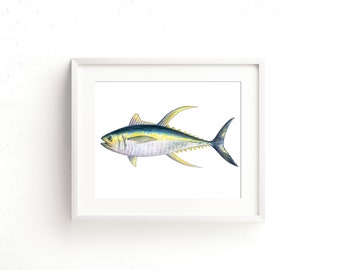 Yellowfin Tuna Watercolor Fine Art Print