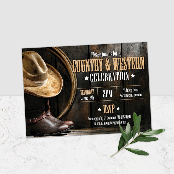 Country Western Einladung, Cowboy Party einladen, rustikal lädt, Cowboy Boot druckbare Einladung, Country Western druckbare, Corjl