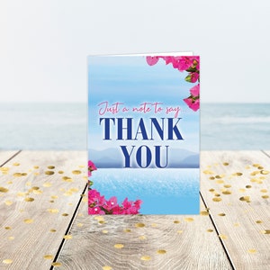 Mediterranean Themed Thank You Card, Greek Party Card, Thank You Card, Corjl Template, Mediterranean, Greek Party, Greece Party, Greece