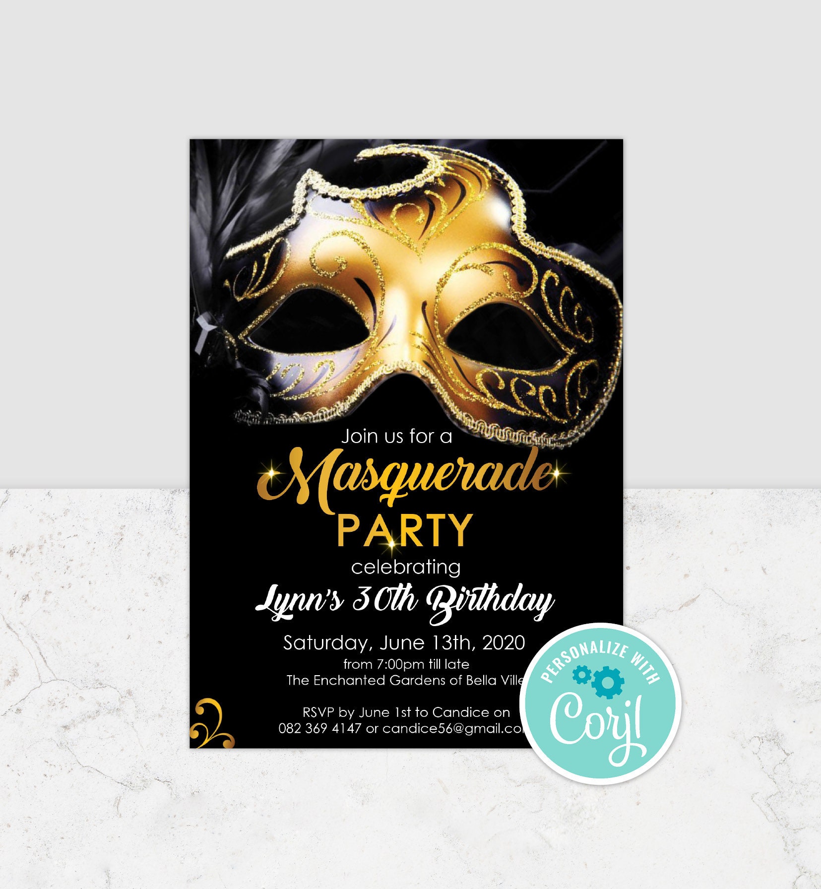 Masquerade Invitation Template, Masquerade Invites