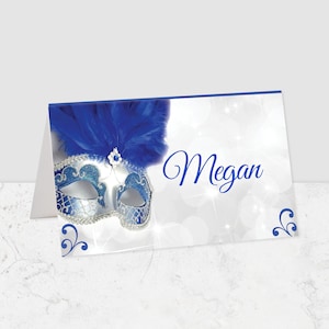 Masquerade Name Place Cards, Masquerade Party Food Labels, Name Place Tags, Name Place Cards, Corjl Template, Masked Ball, Masquerade Party