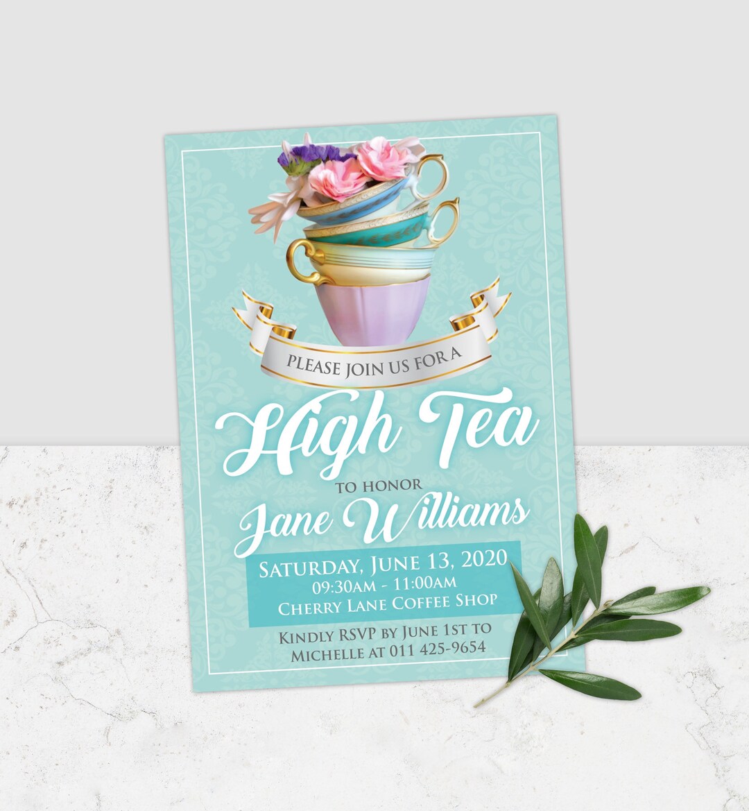 High Tea Invitation, High Tea Invite, Tea Party Invitations, Tea Party ...