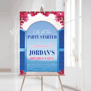 Mediterranean Style Welcome Sign, Editable Welcome Sign, Printable Welcome Sign Template, Greek Party, Mediterranean, Corjl