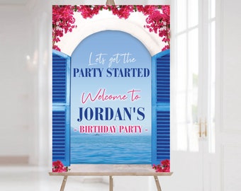 Mediterranean Style Welcome Sign, Editable Welcome Sign, Printable Welcome Sign Template, Greek Party, Mediterranean, Corjl