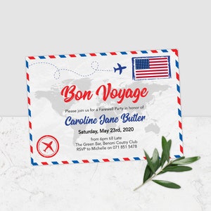Postkarte Farewell Einladung, Farewell Einladung, Farewell Invite, Postkarteneinladung, Corjl Template, Farewell Print, Bon Voyage, Corjl