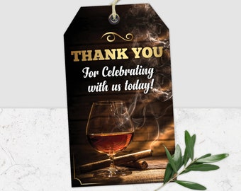 Tagi „Aged to Perfection”, Tagi „Aged to Perfection” z podziękowaniami, Impreza „Aged to Perfection”, Tagi „Party Favor”, Tagi „Thank You”, Whisky, Cygaro, Corjl