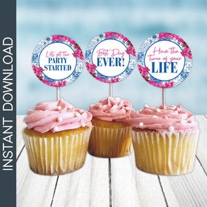 Mediterranean Style Cupcake Toppers, Mediterranean Cupcake Toppers, Printable Cupcake Toppers, Greek Party, Mediterranean, Greece, Corjl