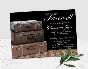 Farewell Invitation, Farewell Party, Farewell Invite, Bon Voyage, Retirement Party Invitation, Vintage Suitcase Invite, Farewell, Corjl