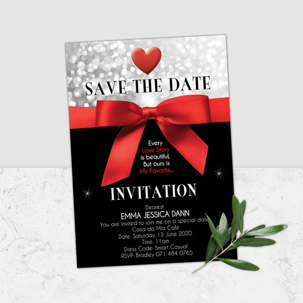 Invitation À Un Rendez Vous, Inviter À Un Rendez Vous, Idées Pour Un Rendez Vous, Cartes Pour Un Rendez Vous, Soirée Pour Couple, Enregistrer Le Modèle De Date, Éclat, Corjl