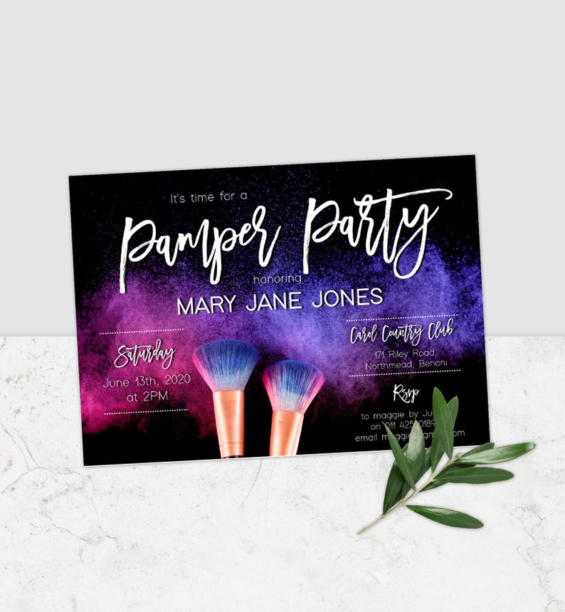 pamper-party-invitation-pamper-party-invitations-pdf-pamper-etsy