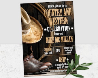 Country Western Invitation Cowboy Party Invite Rustic | Etsy