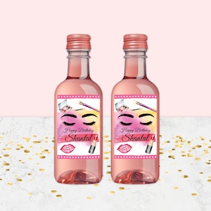Make Up Party Supplies, Make Up Party Mini Wine Labels, Make Up Party Decorations, Mini Wine Labels, Make Up Party, Make Up Birthday, Corjl