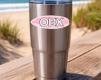 OBX Pink Surfboard Sticker | Outer Banks North Carolina Kiss-Cut Sticker