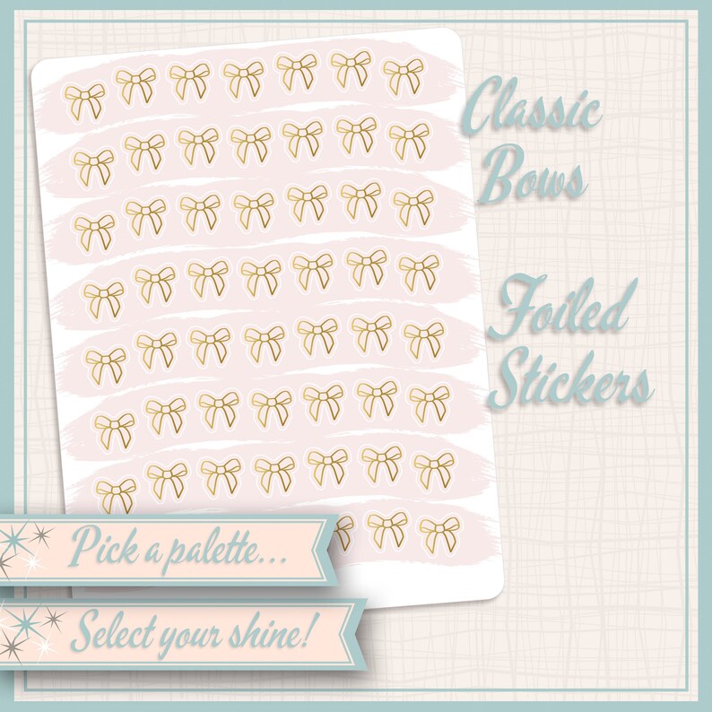 Foiled Icon Stickers | Classic Bows | 56 Stickers Total