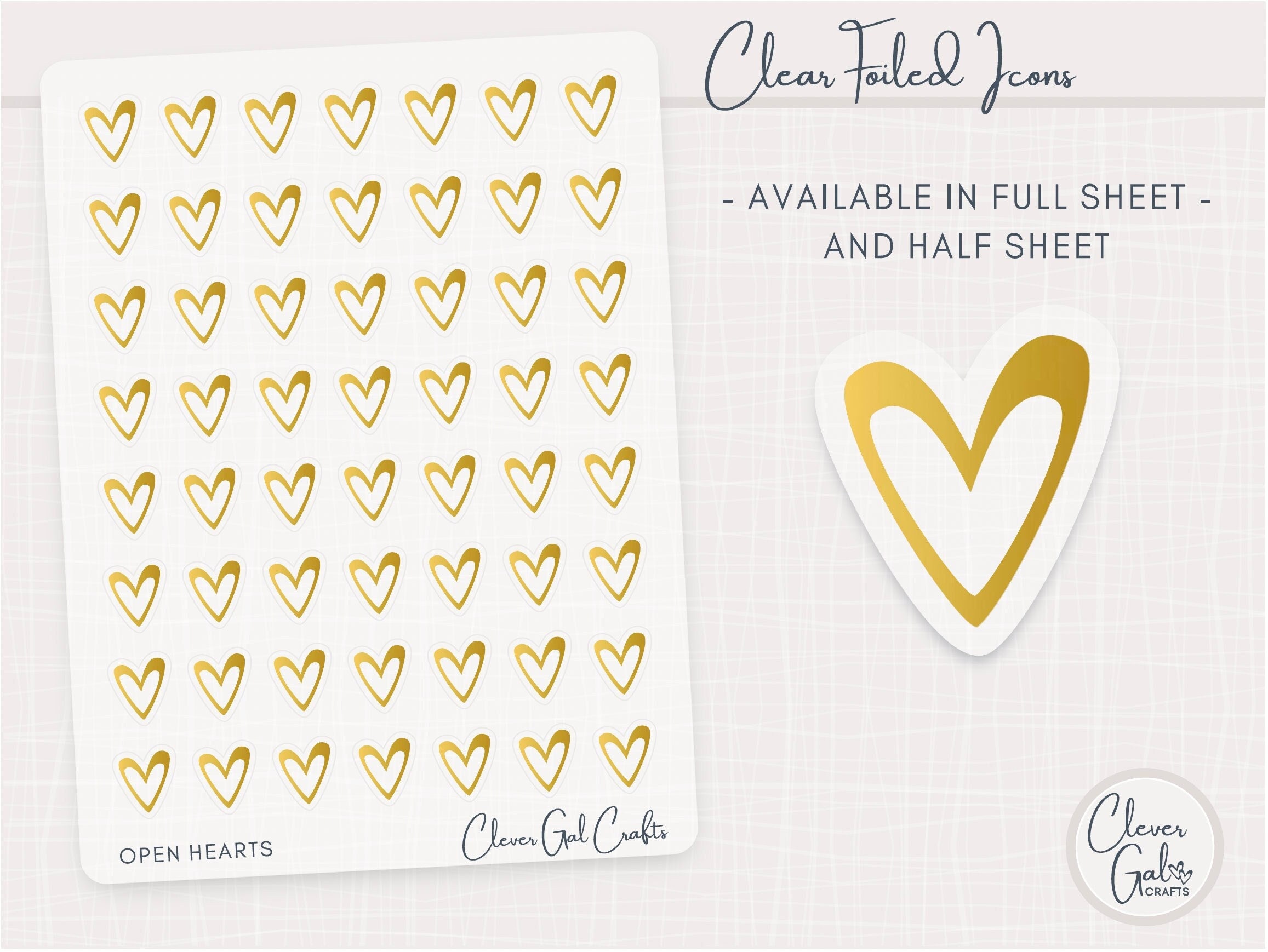 Foiled Heart Stickers for Wedding Envelope Seals, Party Decor or Business  Labels 