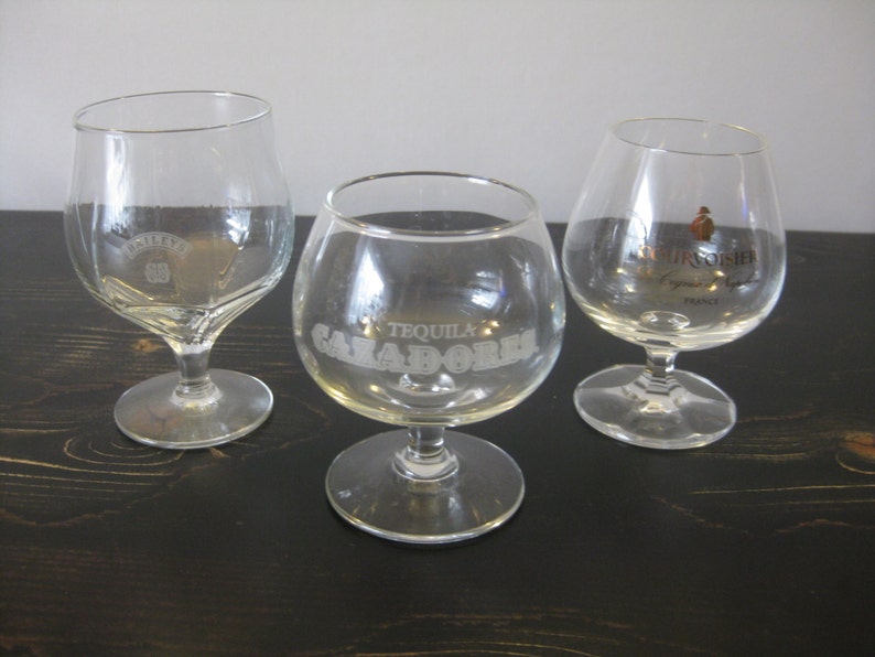 Vintage Snifters set of 3 / Tequila Cazadores Snifter / Bailey's