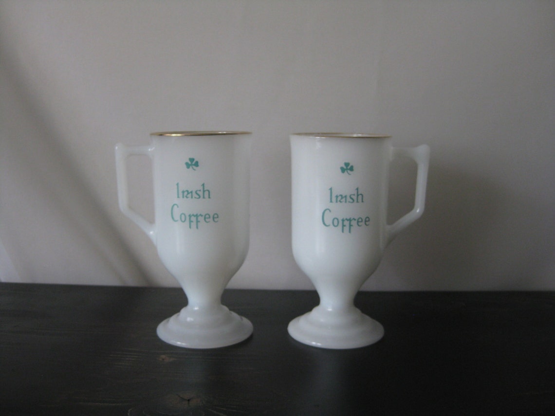 Federal Milk Glass Irish Coffee Mugs set of 2 / Shabby Milk Etsy