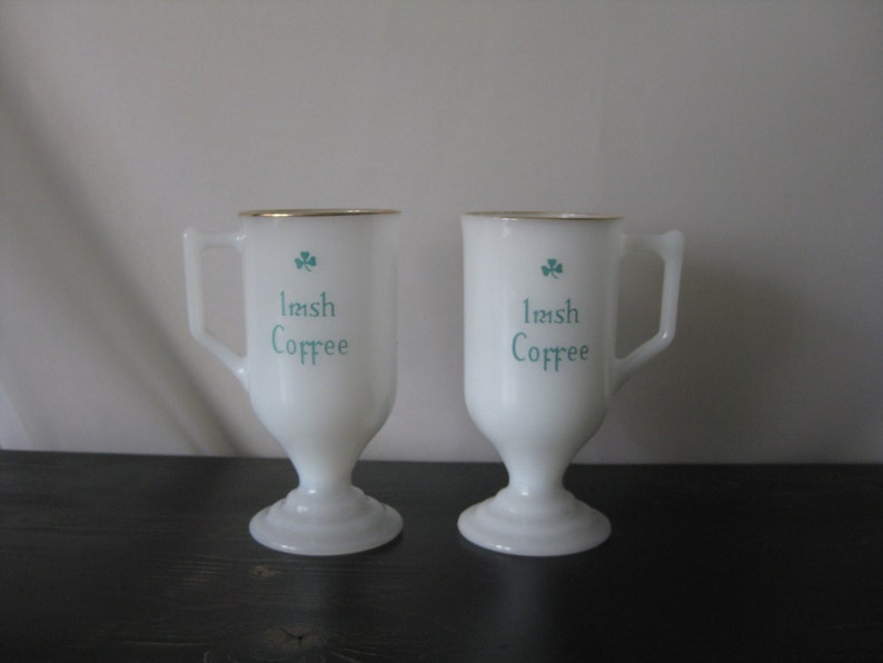 Federal Milk Glass Irish Coffee Mugs set of 2 / Shabby Milk - Etsy