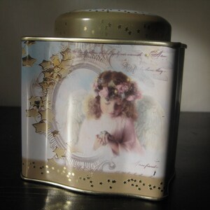 Angel Friendship Theme Storage Tin / Scalloped-shaped Angel Tin / Decorative Angel Tin / Friendship Gift Tin / Cookie Tin image 3