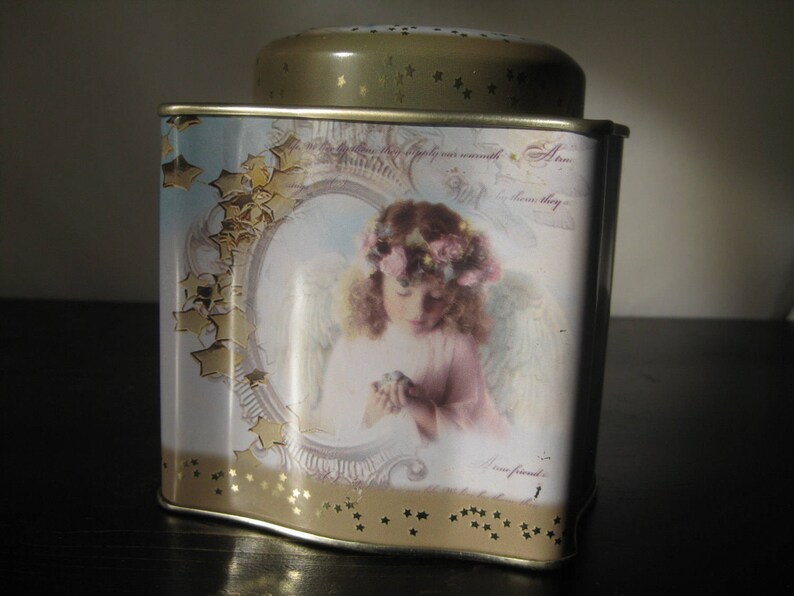 Angel Friendship Theme Storage Tin / Scalloped-shaped Angel Tin / Decorative Angel Tin / Friendship Gift Tin / Cookie Tin image 3