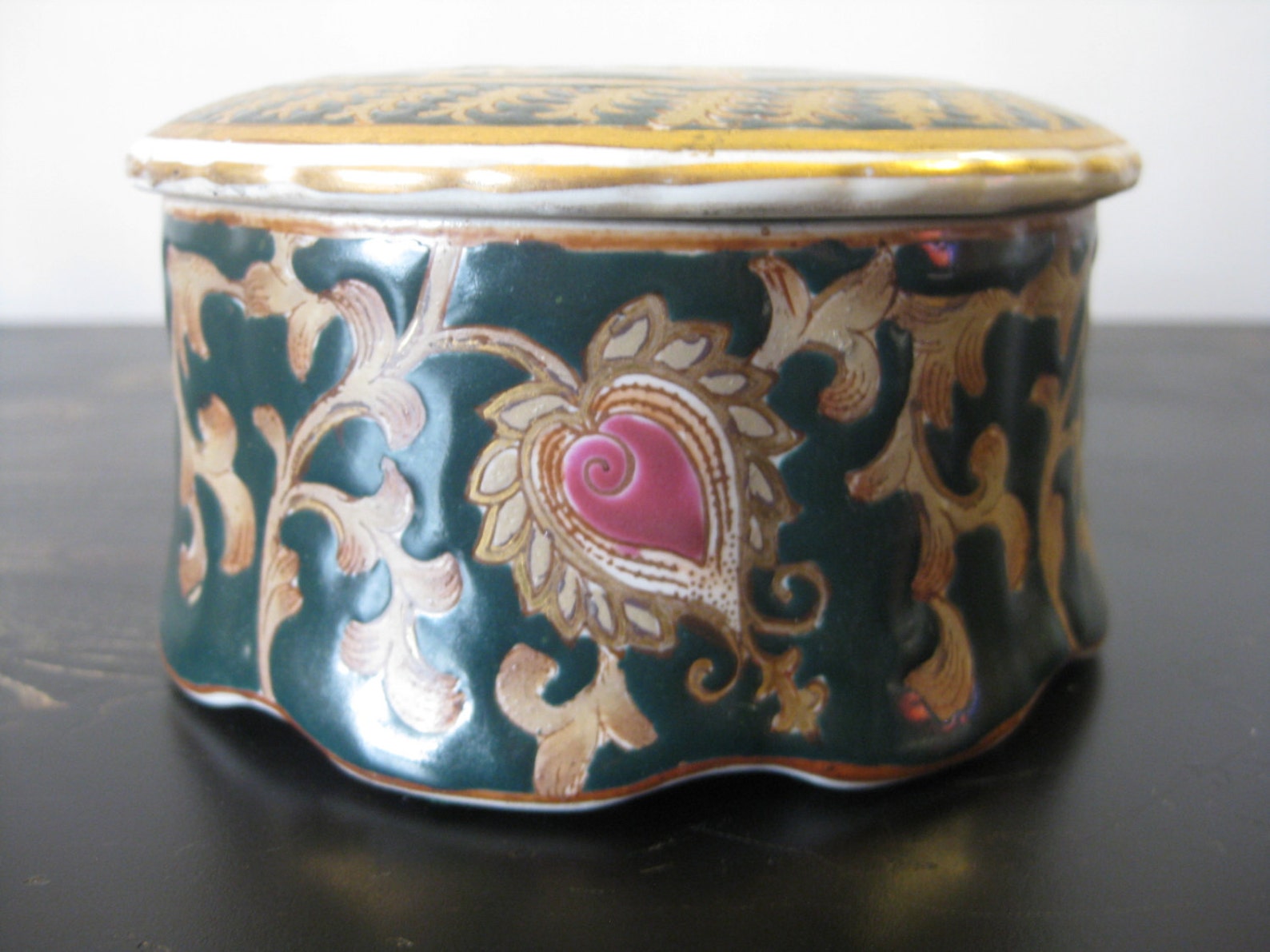 Vintage Handpainted Porcelain Trinket Box by Oriental Accent, Inc