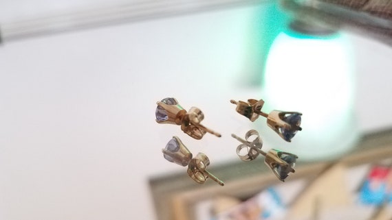 Genuine Tanzanite Stud Earrings in Solid 10K Yell… - image 6