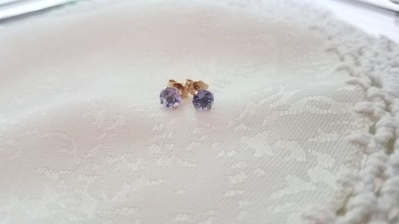 Genuine Tanzanite Stud Earrings in Solid 10K Yell… - image 3