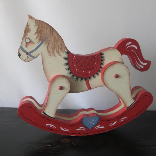 Primitive Folk Art Rocking Horse Etsy