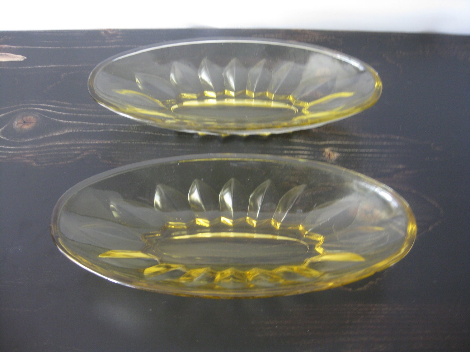 Oval Yellow Depression Glass Serving Dish Set of 2 / Vintage Etsy