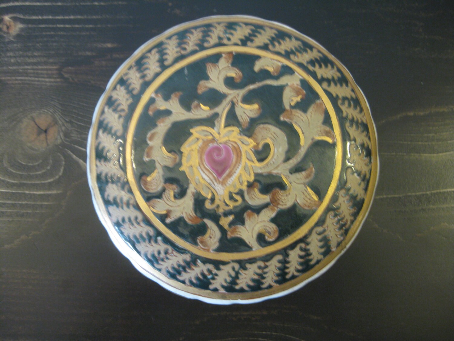 Vintage Handpainted Porcelain Trinket Box by Oriental Accent, Inc