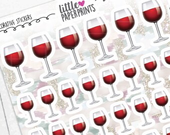 DECORATIVE - "A Glass of RED Wine" Individual Decorative Stickers - Decorative Planner Stickers