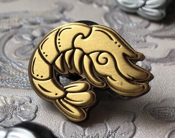 Gold Shrimp Enamel Pin