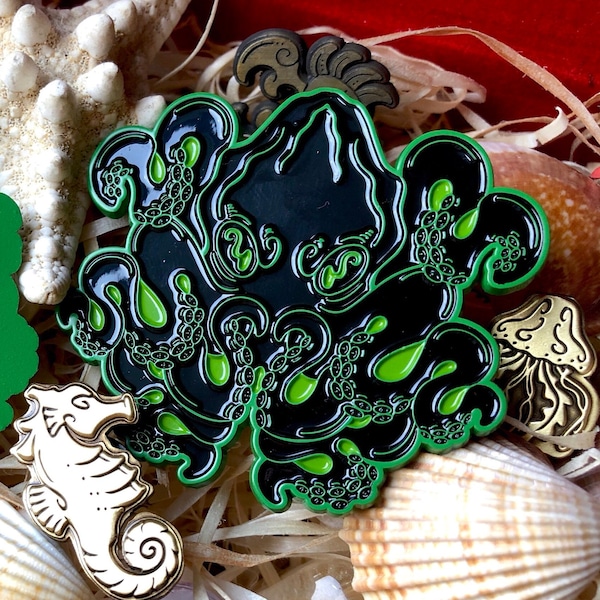 Green Octopus Enamel Pin