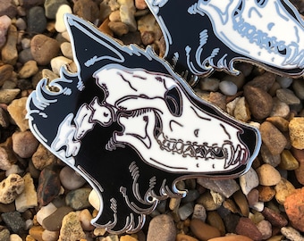 Wolf Skull Enamel Pin, Canine Anatomical Design