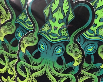 Skull Squid Glossy Sticker