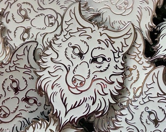 Glow in the Dark White Wolf Enamel Pin (B Grades)