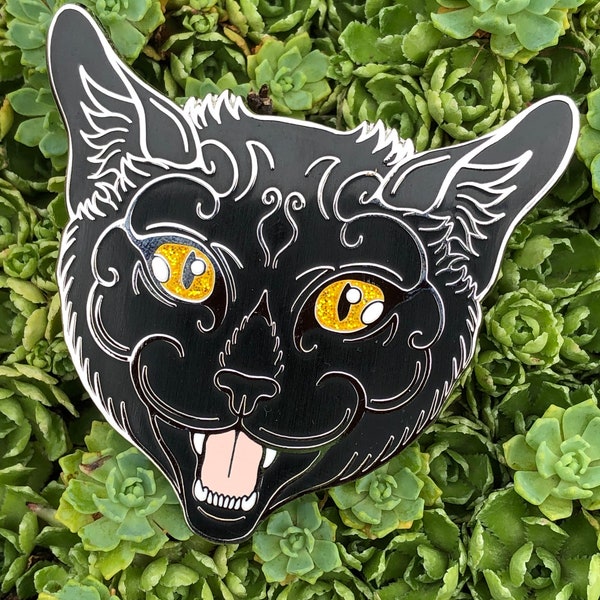 Black Cat Enamel Pin, Kitten, Animal Lover Gift