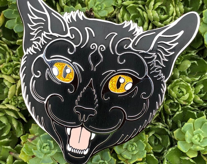 Black Cat Enamel Pin, Kitten, Animal Lover Gift