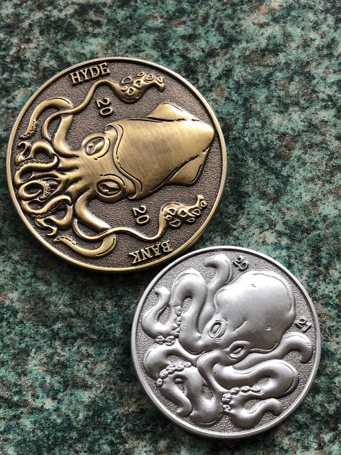 5 x Antique Silver Octopus Coins Etsy