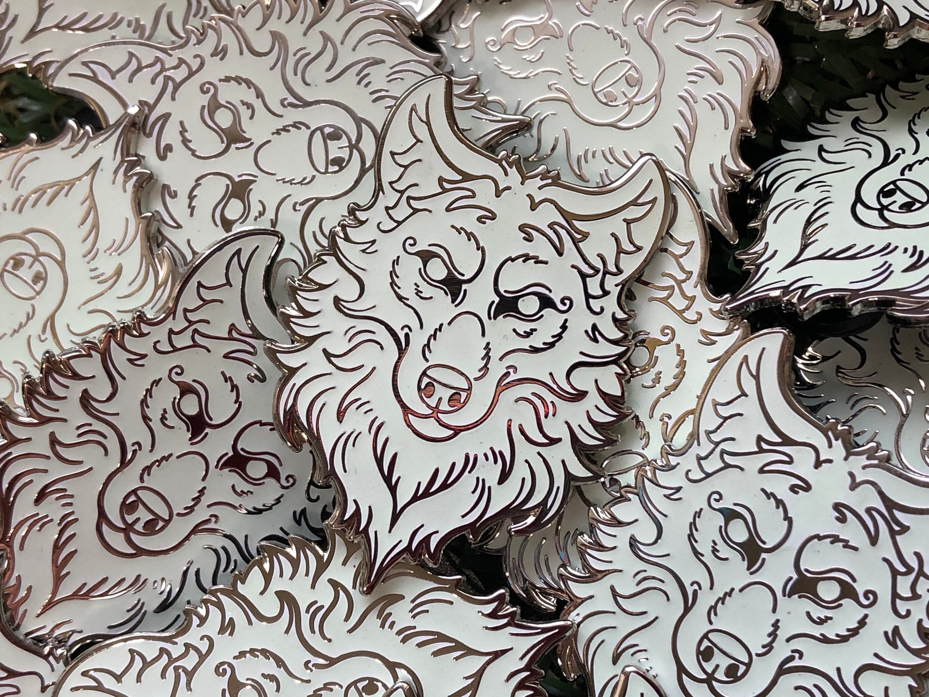 Glow in the Dark White Wolf Enamel Pin (B Grades)