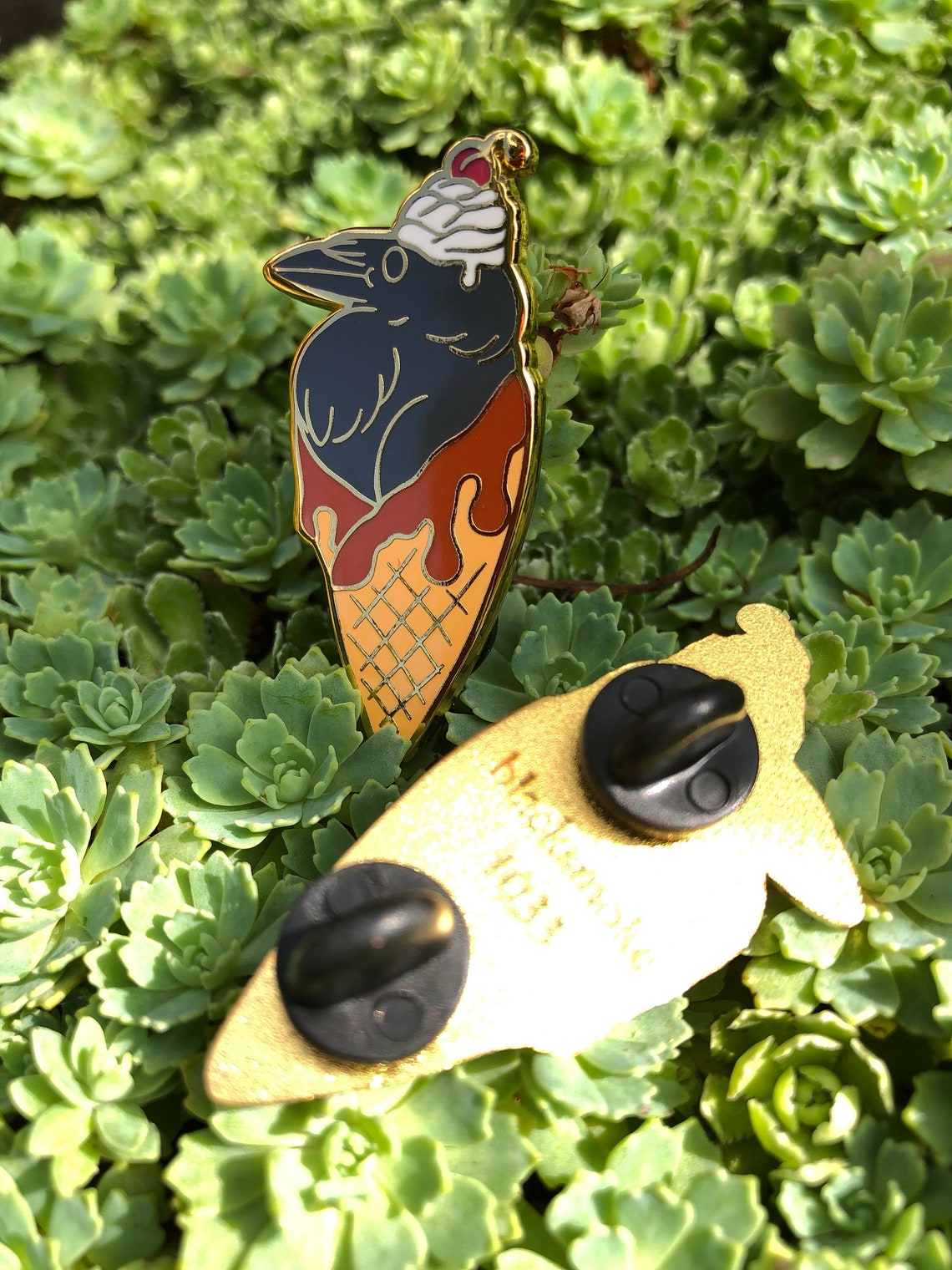 Ice Cream Crow Enamel Pin B GRADES Etsy