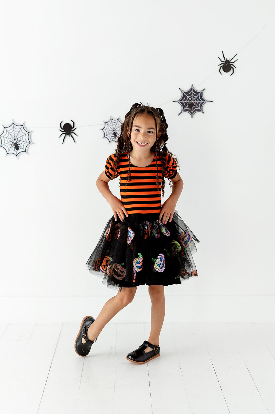 Ollie Jay Girls Gwendolyn Dress - Hippie Halloween Ghosts & Pumpkins
