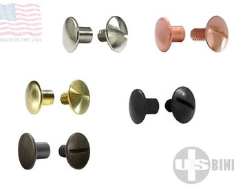 3/16" 4.7MM Chicago Screw and Post Solid Brass Made In USA
