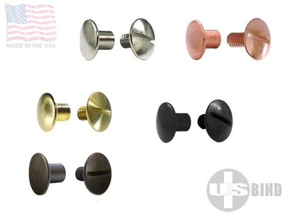 3/8 9.5MM Chicago Screw and Post Solid Brass Nickel Black Copper
