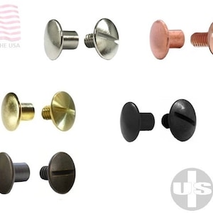 Vite e perno Chicago da 1/8" 3,1 MM in ottone massiccio nichel rame nero antico legatura pelle artigianato elementi di fissaggio hardware made in USA USBind