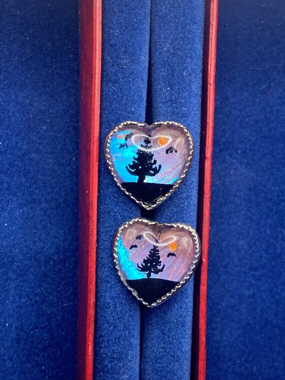 Vintage Heart Shaped Morpho Blue Butterfly Earring
