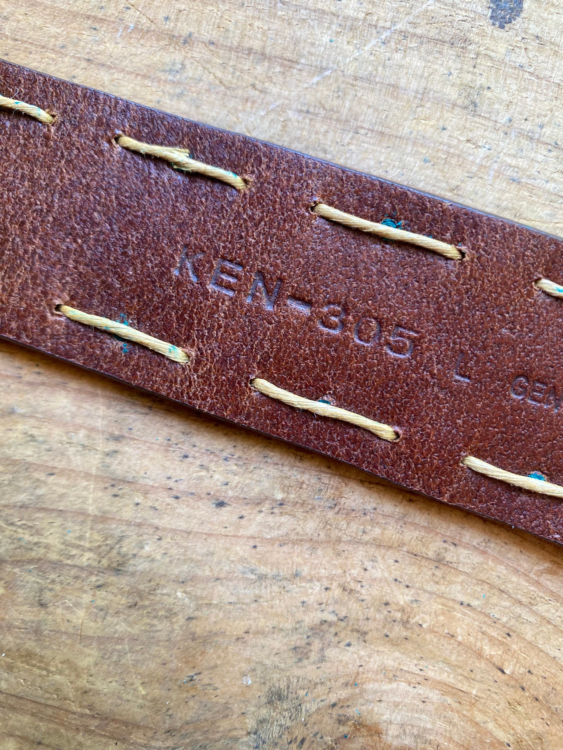 Vintage Olga Santini Italian Leather Belt: Brown, Brass 
