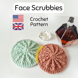 Crochet Pattern: Face Scrubbie with Handle - Reusable Eco Friendly Bathroom Set